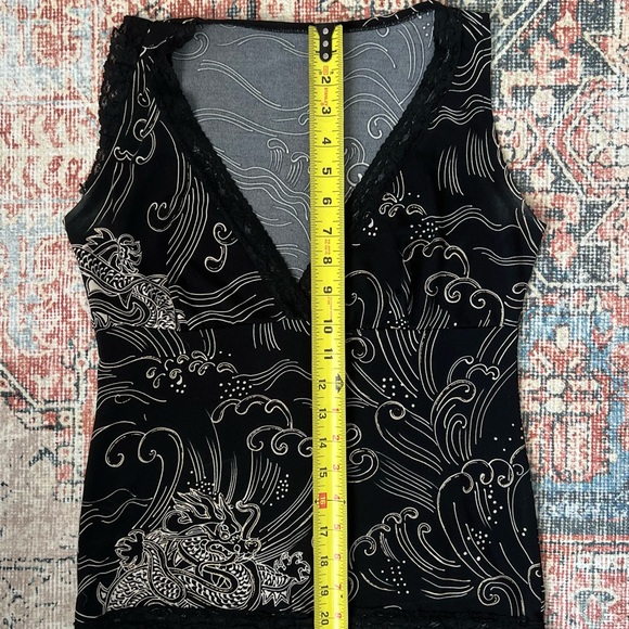 Black and Gold Lace Top - Picture 3 of 6